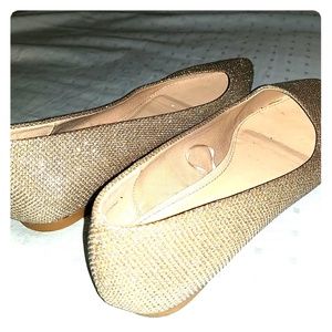 Express Silver Glitter Pointed Toe Flats